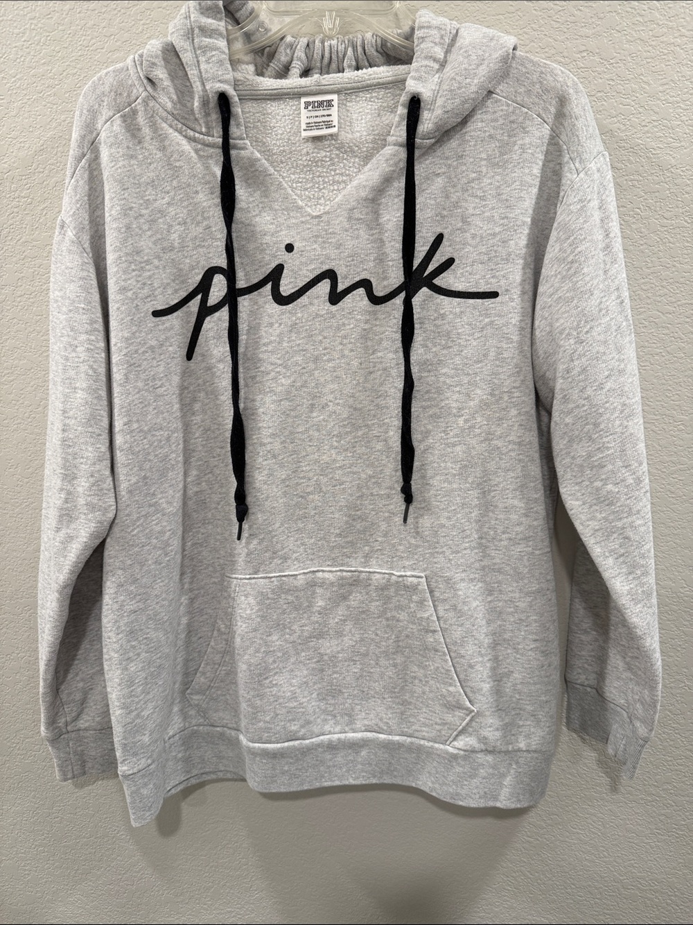 PINK Victoria's Secret Grey Pullover Hoodie with Black Script